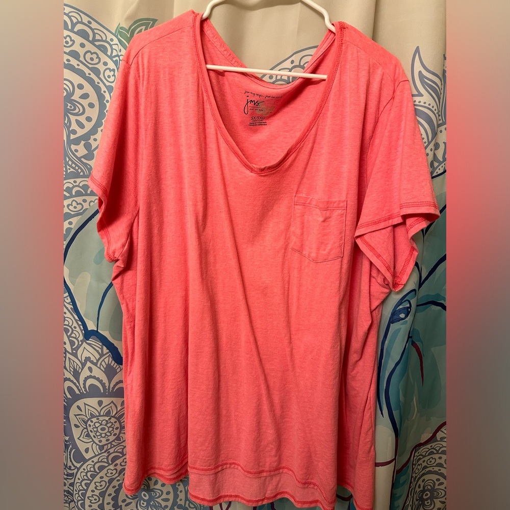 Just my size 5X 30/32 hot pink V-neck short sleeve T-shirt